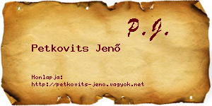 Petkovits Jenő névjegykártya